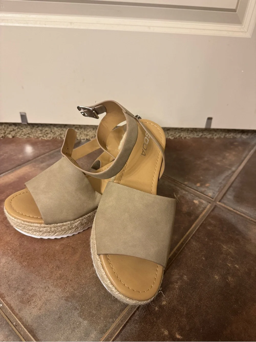 Soda Taupe Espadrille Platform Sandals